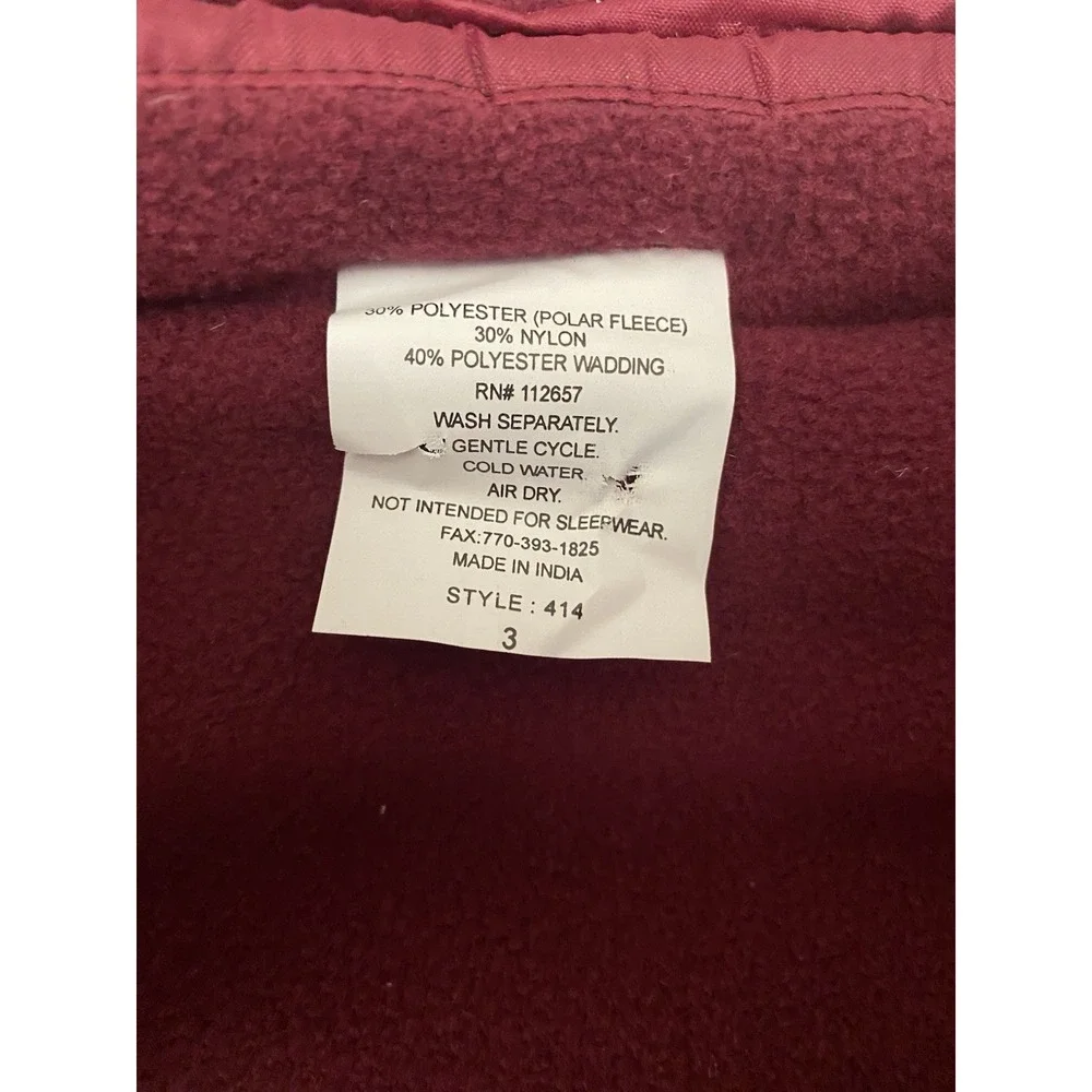 Mississippi State Bulldogs MSU Puffy Vest Maroon Toddlers Kids Size 3T